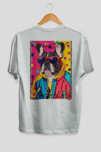 Ankhises For Dog Lovers 59 White Oversize T-Shirt with Dog Print on the Back ...