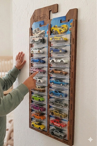 My Kids Room 20 Araba Sergileme Rafı – 20'li Regular Kart Standı | Ahşap Kole...