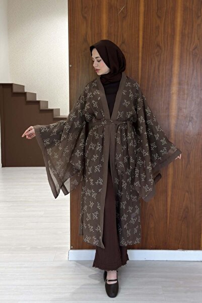 Moda Asrın Kahverengi Florist Kimono