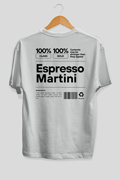 Ankhises Espresso Martini Oversize bela majica sa štampanim leđima, 100% pamu...