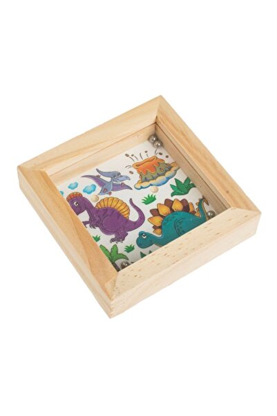 OEM Cutie de jucării din lemn cu bile cu model de dinozaur 8 x 8 x 2 cm