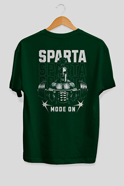 Ankhises Tricou verde cu imprimeu pe spate Sparta Gym, supradimensionat, 100%...