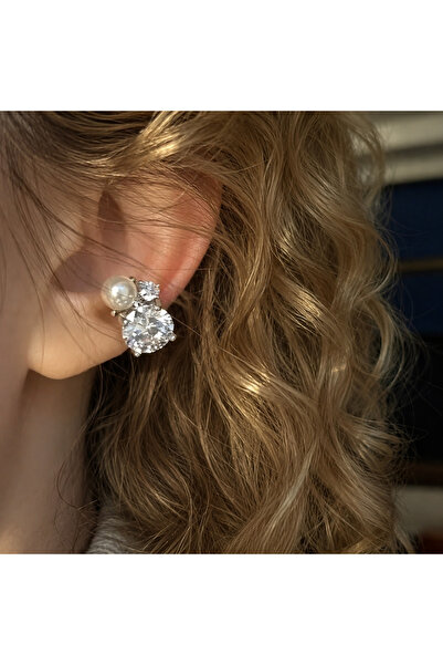 reyselstyle Luxury Earrings with Zircon Stones and Pearls That Fit into the E...