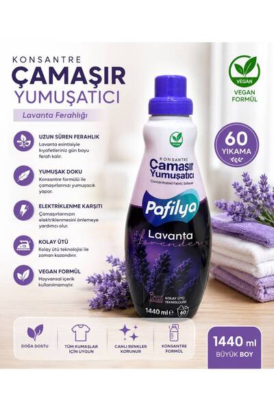 Pafilya KONSANTRE ÇAMAŞIR YUMUŞATICISI LAVANTA FERAHLIĞI 60 YIKAMA YERLİ ÜRETİM