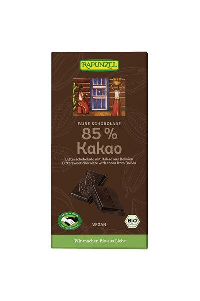 Rapunzel Ciocolata amaruie 85% cacao vegana,