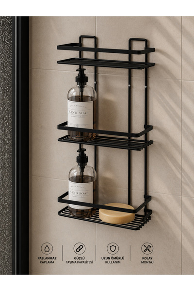 Suntel Üç Katlı Vidalı Banyo Rafı Duvar Montajlı Metal Düzenleyici