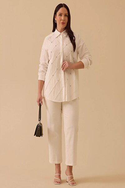 Rain and River Plus Size Beaded Detailed Shirt