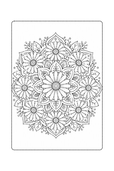 Pembe Yayınevi Mandala Boyama Kitabı - Yetişkinler İçin Rahatlatıcı Boyama Sayfaları - Çiçekli Bahçe
