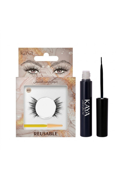 Kaya Black Fast Dry Eyelash Glue Set with Natural Mink 3D Volume Eyelashes St...