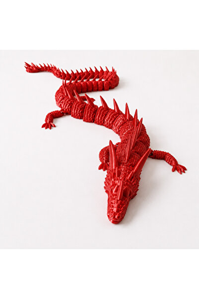 DoBi3D 55 CM Hareketli 3D Baskı Kırmızı Ejderha Figürü – Eklemli Dragon Dekor...