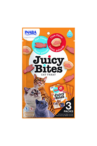 Inaba Juicy Bites Recompense pentru pisici cu pește și crustacee, 3 x 11 g