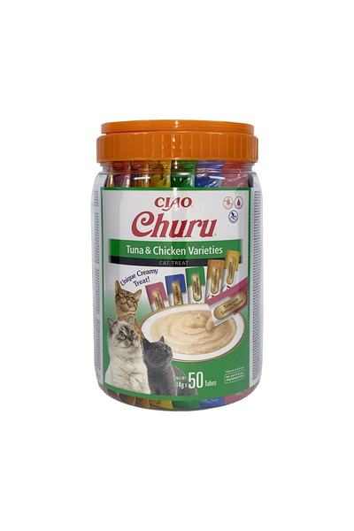 Inaba Churu Gustări cremoase pentru pisici cu ton și pui, pachet asortat 50 x...