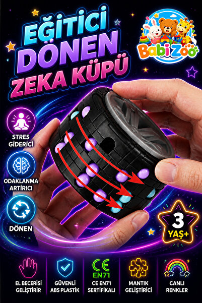 Babizoo 3 Yas+ Educational Rotating Intelligence Cube - Puzzle Toy