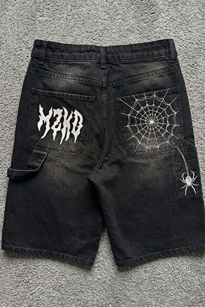 Köstebek Beli MZKD Spider Y2K široki unisex šorts sa crnim šarama