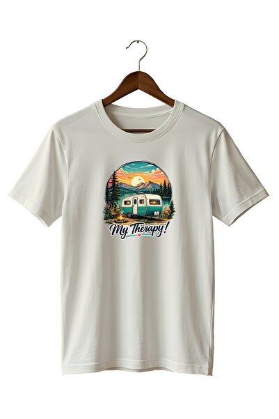 WİDİ Nature Mountain Caravan and Sunset My Therapy Printed T-Shirt 100% Cotton