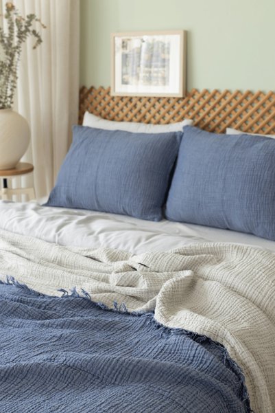 COMO HOME Premium Muslin 4 Layer Pillowcase, Organic Cotton Muslin Fabric 50X...