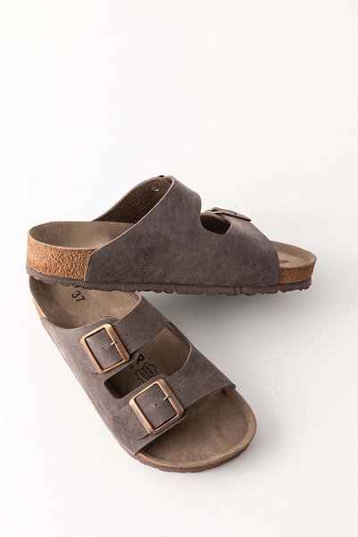 Golder Unisex Brown Soft Pad Sole Double Strap Buckle Daily Comfortable Summer Home & Outdoor Slippers