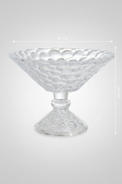 İpek Porselen Fruit Bowl with Glass Legs, Transparent Decorative Fruit Plate,...