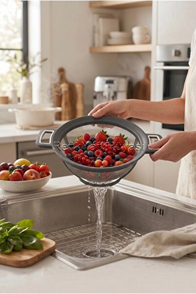 RENK YAPI RÜYASI Stainless Steel Pasta Strainer Fruit Vegetable Solid Liquid ...