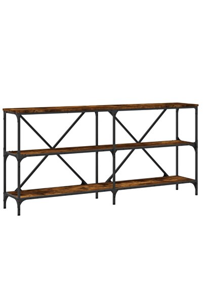 vidaxl Masă consolă stejar afumat 160x30x75 cm lemn prelucrat și fier