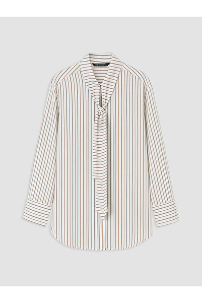 LC Waikiki Nevavm Women's Striped Shirt Tunic with Tie Detail