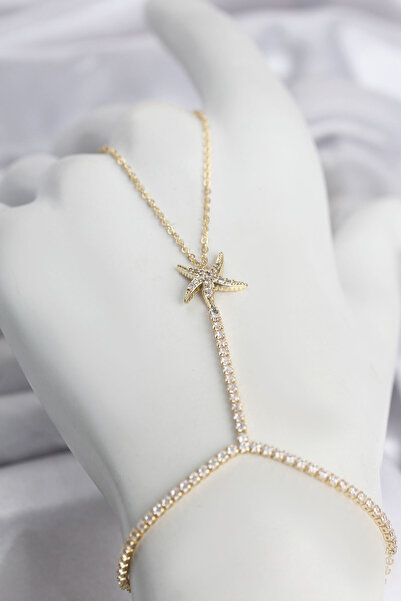 OGHAMAY Gold Color Brass Zircon Stone Sea Star Model Shahmeran