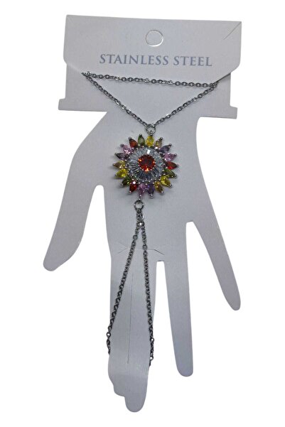 OGHAMAY Silver Color Round Mix Drop Stone Steel Şahmeran - 3508