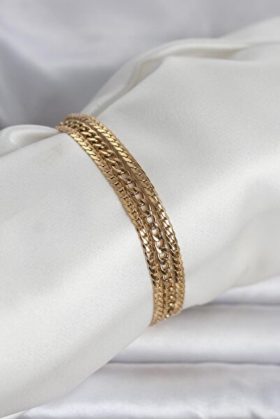 OGHAMAY 316L Steel Gold Color 3-Piece Women's Bracelet