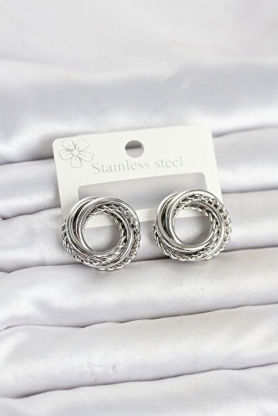 OGHAMAY 316L Steel Silver Color Hoop Model Assortment Women's Earrings