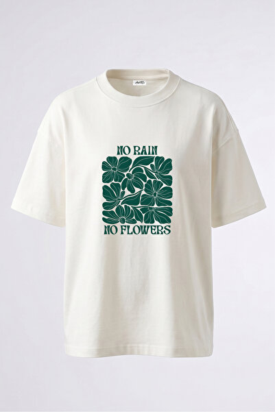 Anetos Tricou supradimensionat alb din bumbac cu imprimeu pe spate Floral Mot...