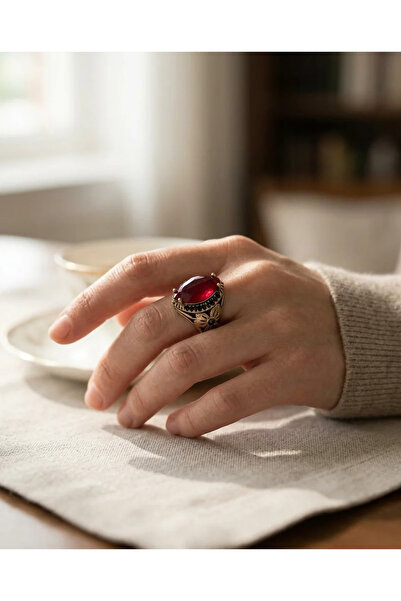 Dorvina Bronze Ring Authentic Copper Jewelry Red Crystal Stone with Drop Flow...