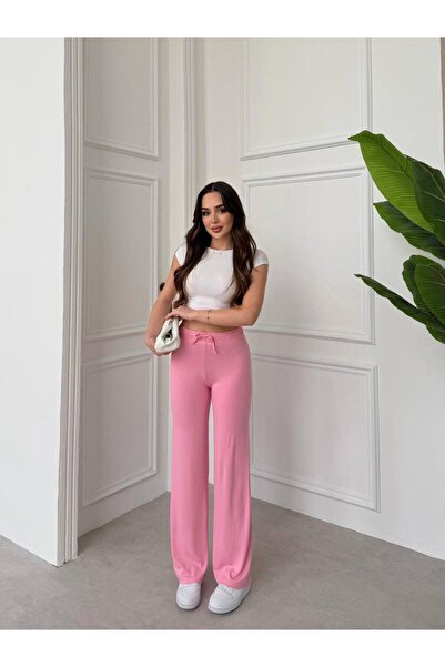 Siner Fashion Pantaloni casual din bumbac pentru femei, cu picior larg