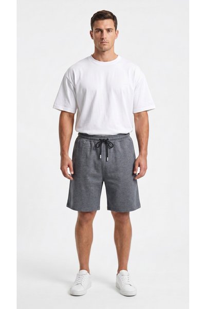 ODİN ATLAS Men's Smoked Color Oversize Comfortable Combed Cotton Shorts with ...