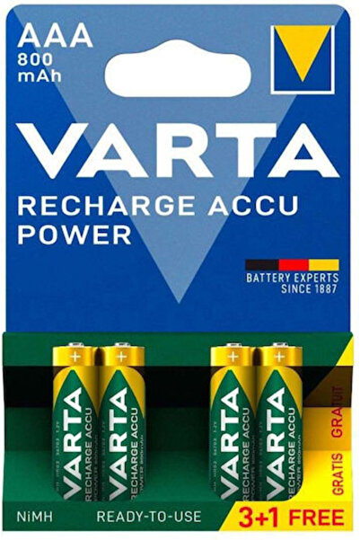 Varta Επαναφορτιζόμενη Μπαταρία AAA Ni-MH 800mAh 1.2V 4 τεμάχια