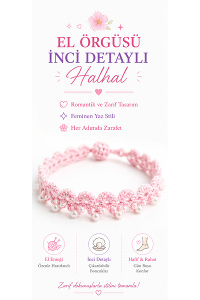 NEHOLİA Hand Knitted Anklet Women's Anklet Beaded Pearl-Colored Wedding Dress...