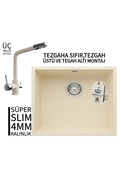 RealStone Steep 50 Krem Granit Evye & Abant Krem Uyumlu Batarya Seti