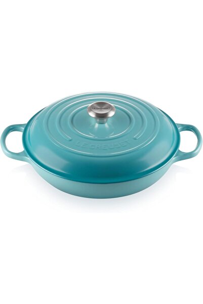 Le Creuset Фирмена чугунена кръгла гурме професионална касерола, Диаметър 30 ...
