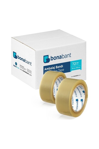 BonaBant Akrilik koli bandı 45 micron 4,5 cm x 100 mt 72 adet şeffaf koli bandı