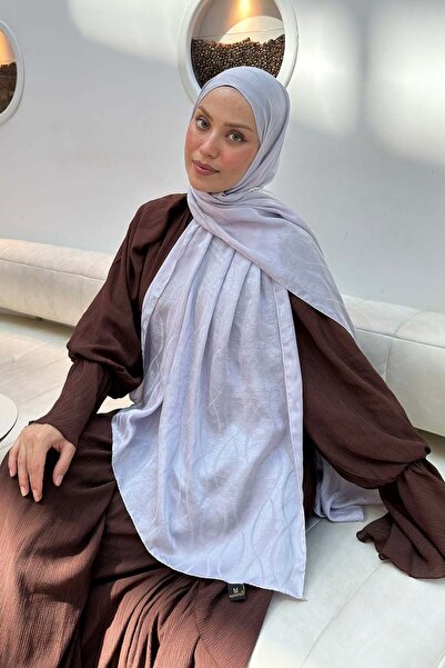 lamelif Cappadocia Pattern Ayrobin Floral Jacquard Shawl Silver Gray