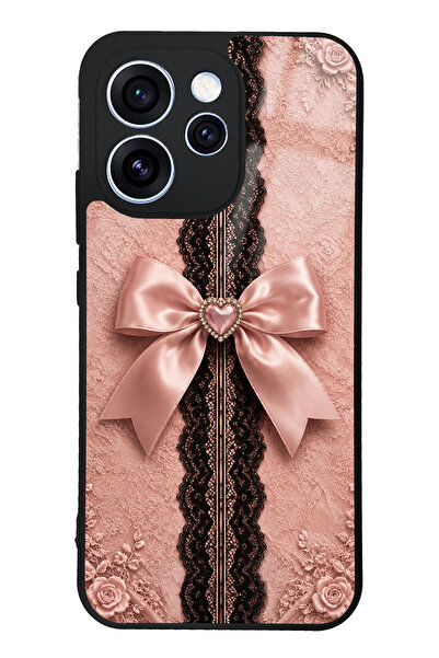Spoyi Oppo Reno 15 Pro Pink Lace Bow Tasarımlı Glossy Telefon Kılıfı
