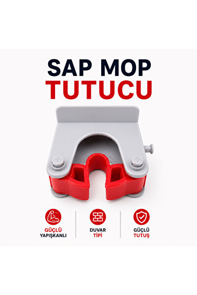 Badem10 Sap Mop Fırça Tutucu Güçlü Yapışkanlı 1 Kg Taşıma Kapasiteli Duvar Ti...