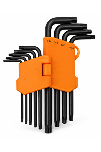 Badem10 Torx Allen Alyan Anahtar Takımı Uzun Boy 9 Parça T10-T50 Delikli El A...