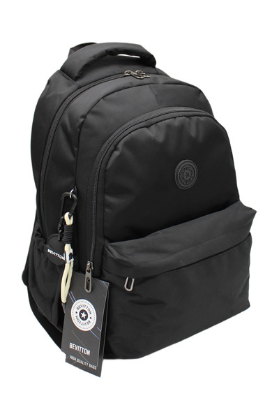 Bevitton Rucsac școlar ușor din material textil impermeabil, unisex, 2200 negru
