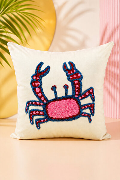 Pilloveland Punch Nakışlı Kırlent Kılıfı - 43*43 Cm - Crab - PNK001