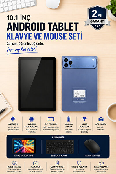 SAYARMARKT Tablet PC Tam Set Klavye Kalem Kılıf ve Ekran Koruyucu Dahil