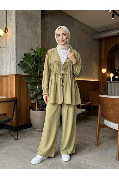 Naknaku Drawstring Trousers Suit - Khaki
