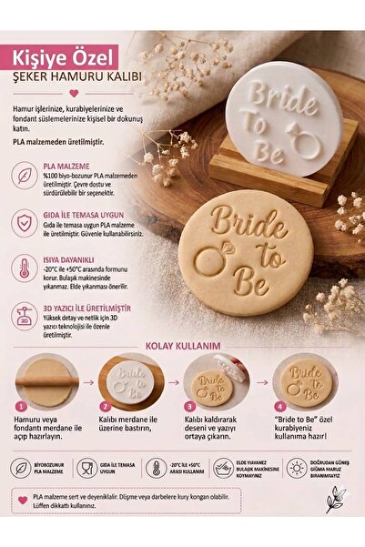 Yalçın3D Bride To Be Şeker Hamuru Kalıbı | PLA Fondant Baskı Damgası | Pasta ...