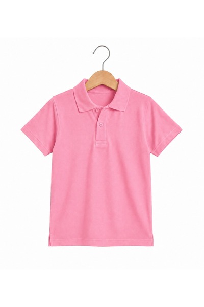 Nacar Unisex Çocuk Lakost Kumaş Basic Polo Yaka Kısa Kollu Okul Tişörtü