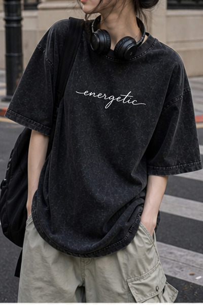 valeriae Πλενόμενο μπλουζάκι Oversize Unisex, Πλυμένο Vintage Street Style, Μ...