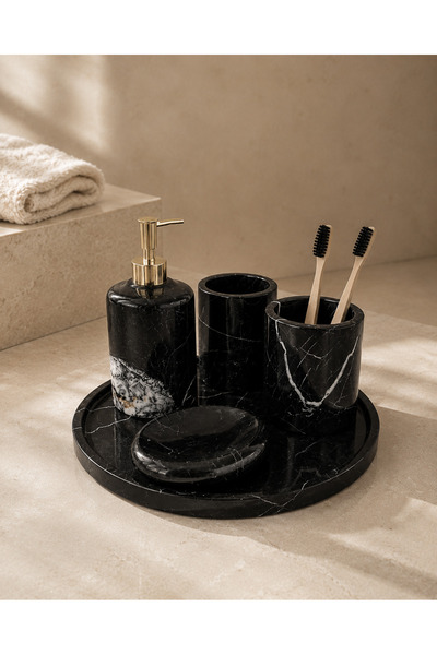 Kaan Export Bathroom Set 5-Piece Natural Marble Alexander Black